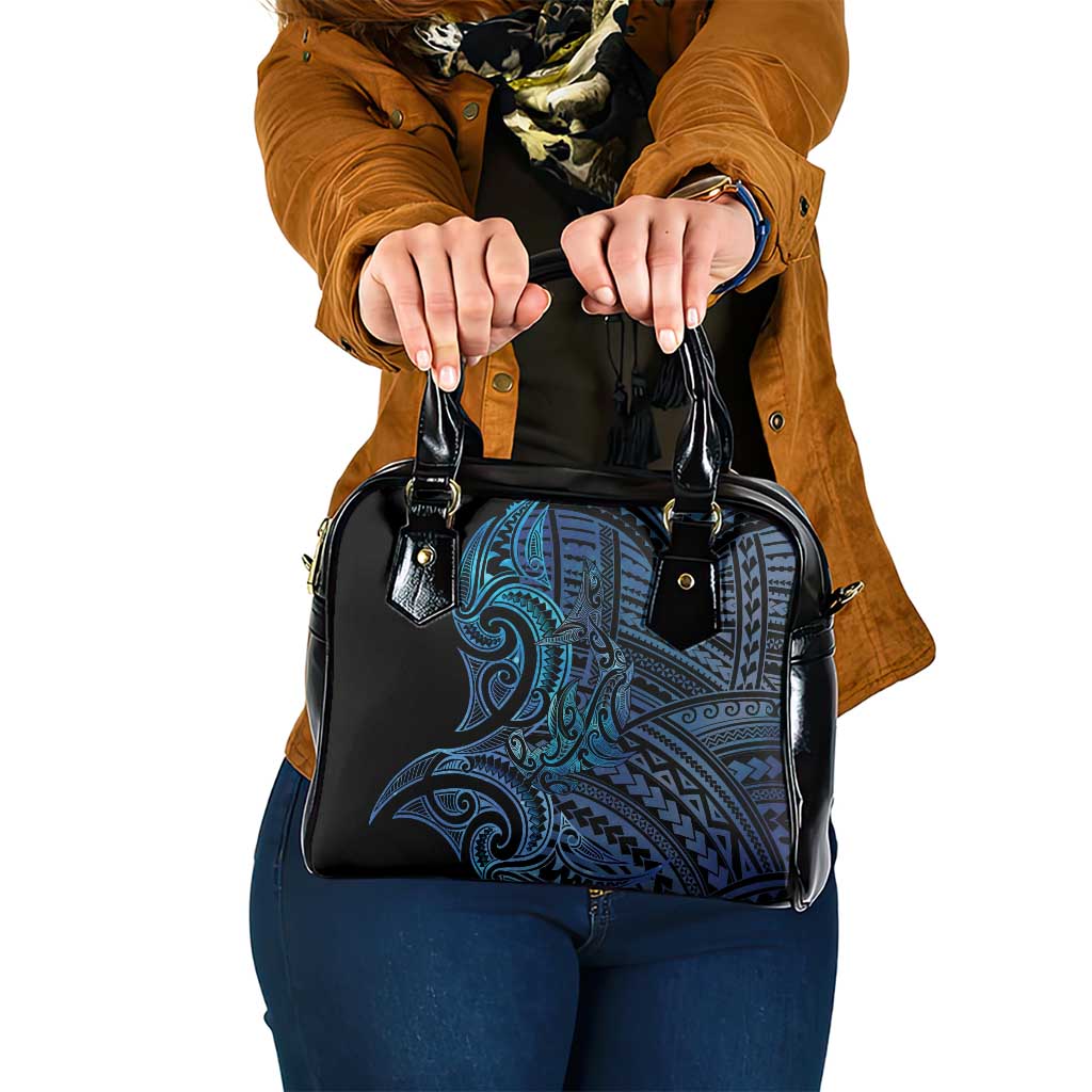 New Zealand Hammerhead Shark Shoulder Handbag Maori Haehae Mangopare Galaxy LT14 One Size Blue - Polynesian Pride