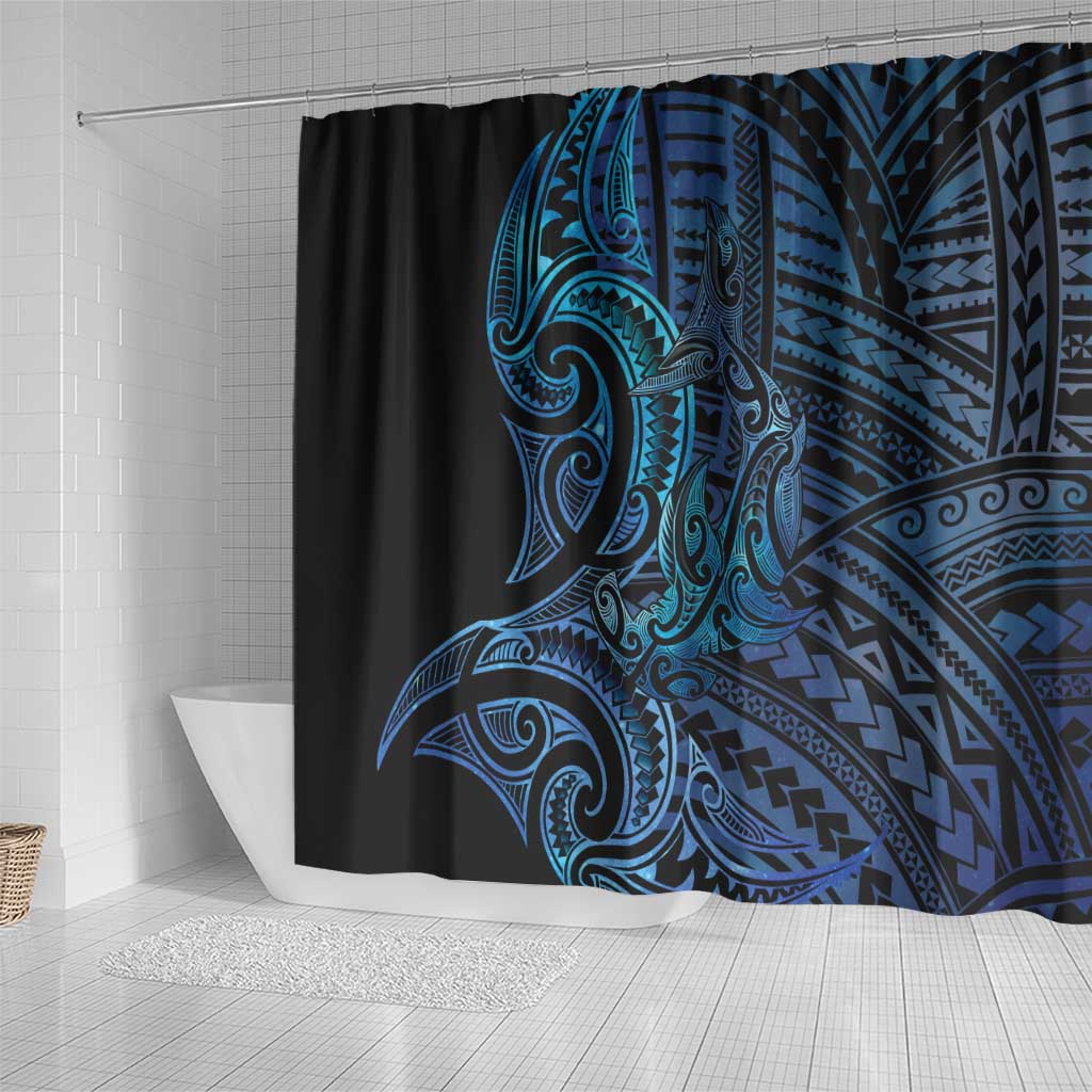 New Zealand Hammerhead Shark Shower Curtain Maori Haehae Mangopare Galaxy LT14 - Polynesian Pride