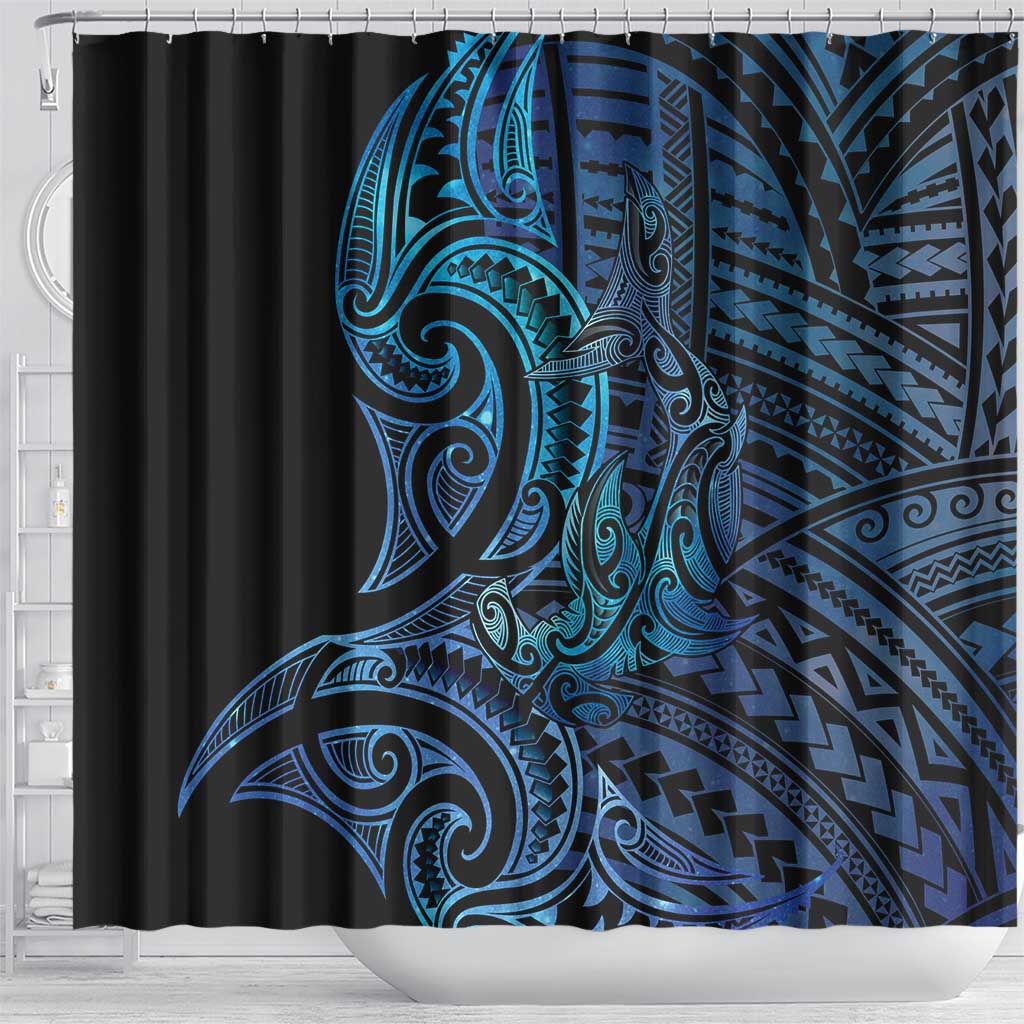 New Zealand Hammerhead Shark Shower Curtain Maori Haehae Mangopare Galaxy LT14 - Polynesian Pride
