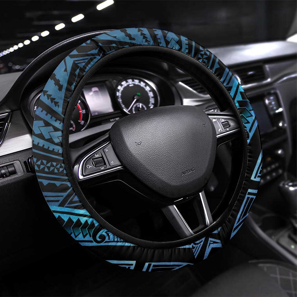 New Zealand Hammerhead Shark Steering Wheel Cover Maori Haehae Mangopare Galaxy LT14 Universal Fit Blue - Polynesian Pride
