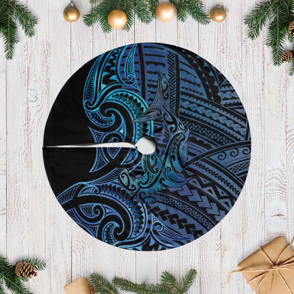 New Zealand Hammerhead Shark Tree Skirt Maori Haehae Mangopare Galaxy LT14 Casual Blue - Polynesian Pride