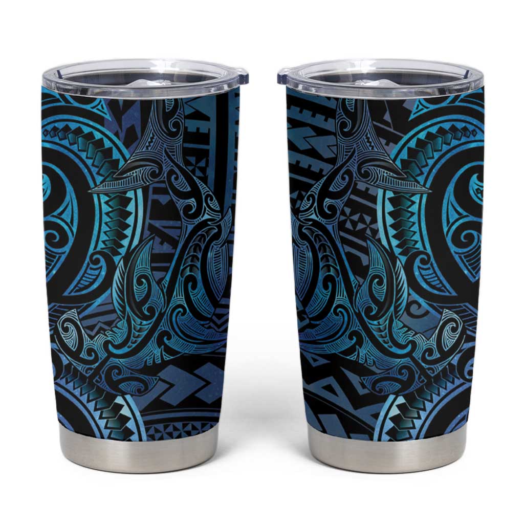 New Zealand Hammerhead Shark Tumbler Cup Maori Haehae Mangopare Galaxy LT14 Blue - Polynesian Pride