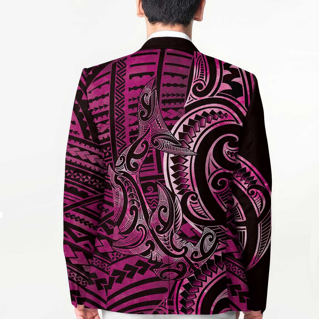 New Zealand Hammerhead Shark Blazer Maori Haehae Mangopare Pink LT14 - Polynesian Pride
