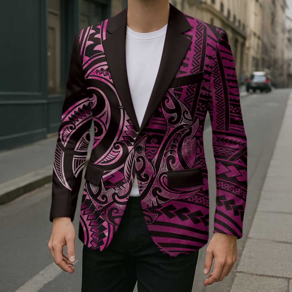New Zealand Hammerhead Shark Blazer Maori Haehae Mangopare Pink LT14 - Polynesian Pride