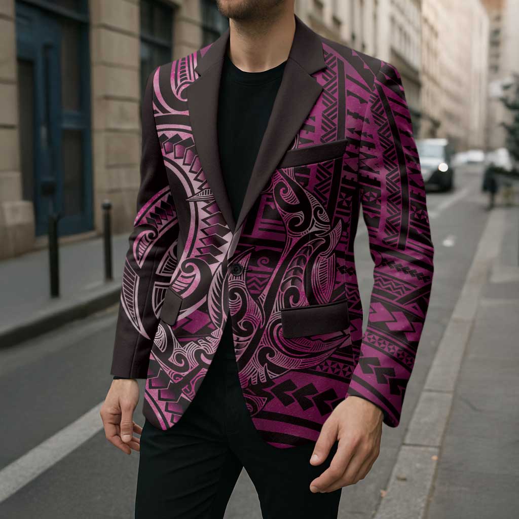 New Zealand Hammerhead Shark Blazer Maori Haehae Mangopare Pink LT14 - Polynesian Pride