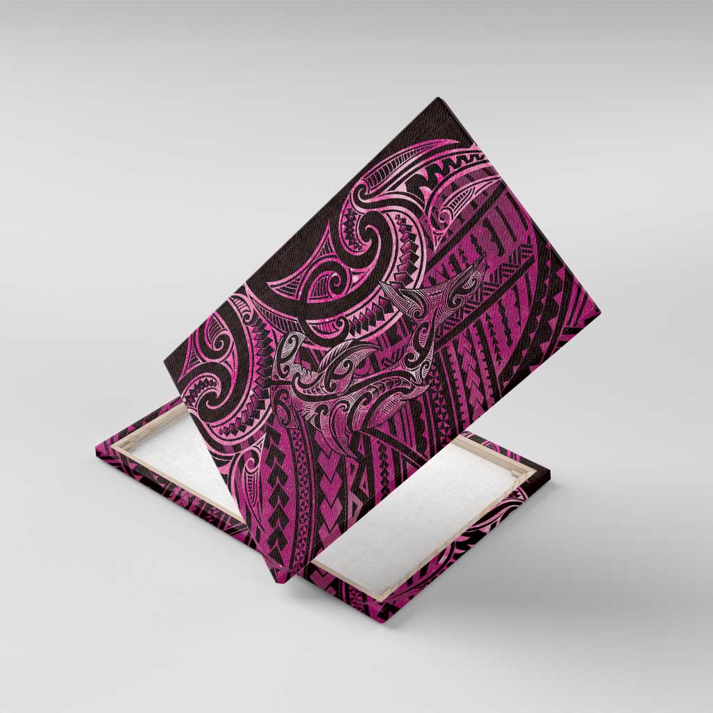 New Zealand Hammerhead Shark Canvas Wall Art Maori Haehae Mangopare Pink LT14 With Frame Pink - Polynesian Pride