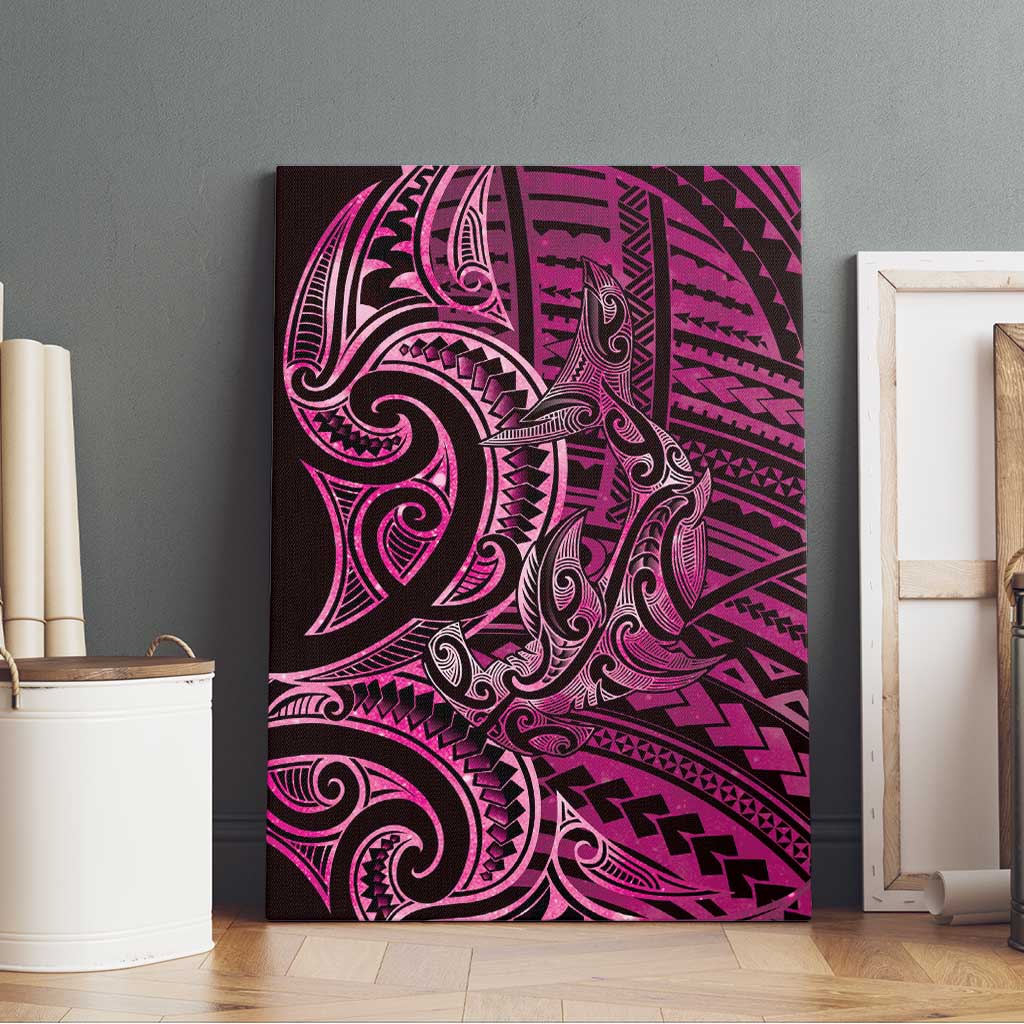 New Zealand Hammerhead Shark Canvas Wall Art Maori Haehae Mangopare Pink LT14 - Polynesian Pride