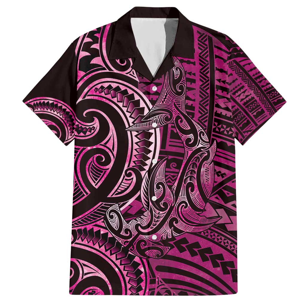 New Zealand Hammerhead Shark Hawaiian Shirt Maori Haehae Mangopare Pink LT14 Pink - Polynesian Pride