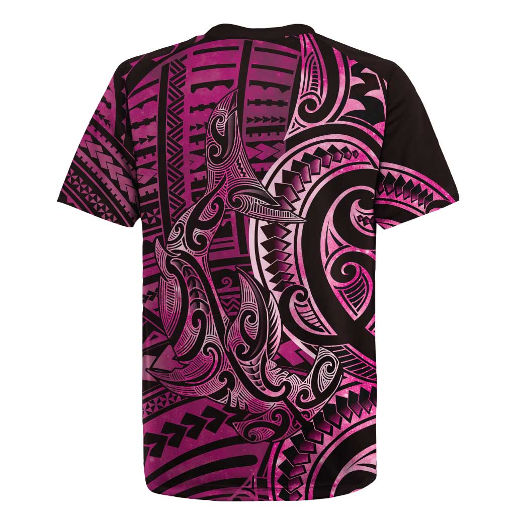 New Zealand Hammerhead Shark Rugby Jersey Maori Haehae Mangopare Pink LT14 - Polynesian Pride