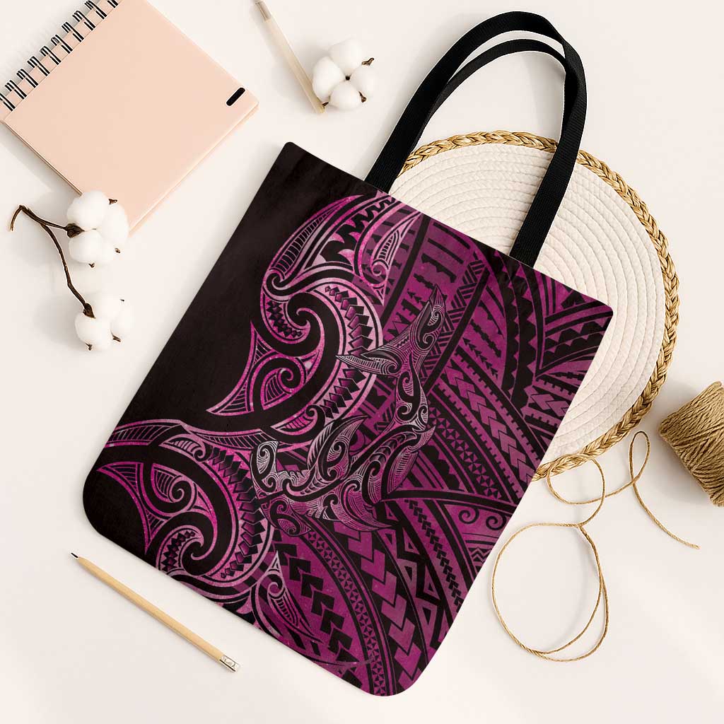 New Zealand Hammerhead Shark Tote Bag Maori Haehae Mangopare Pink LT14 Black Strap One Size Pink - Polynesian Pride