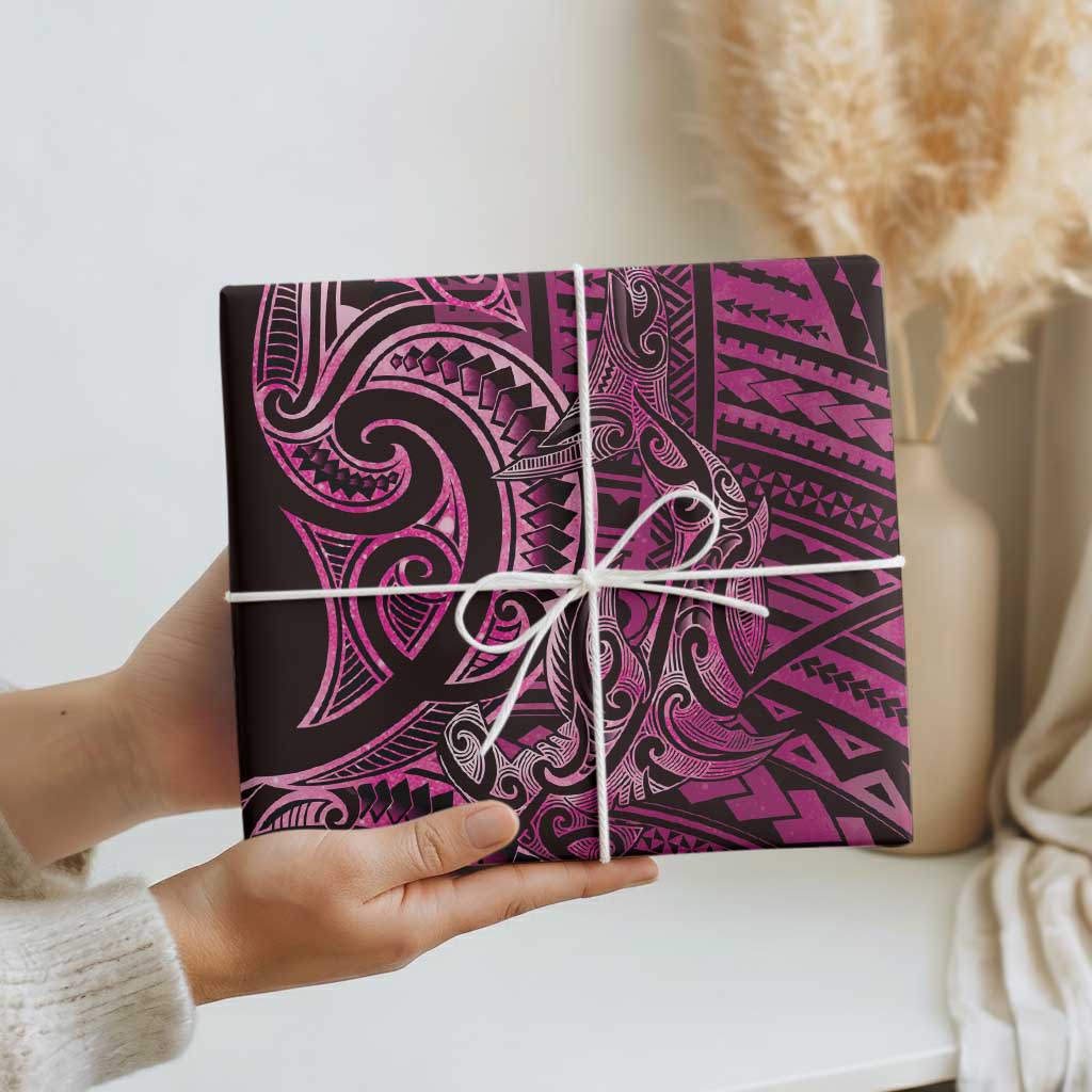 New Zealand Hammerhead Shark Wrapping Paper Maori Haehae Mangopare Pink LT14 - Polynesian Pride
