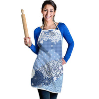 Blue Palaka Japanese Patterns Apron Asanoha Seigaiha Sakura Motif LT14 - Polynesian Pride