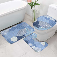 Blue Palaka Japanese Patterns Bathroom Set Asanoha Seigaiha Sakura Motif LT14 - Polynesian Pride