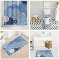 Blue Palaka Japanese Patterns Bathroom Set Asanoha Seigaiha Sakura Motif LT14 - Polynesian Pride