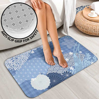 Blue Palaka Japanese Patterns Bathroom Set Asanoha Seigaiha Sakura Motif LT14 - Polynesian Pride