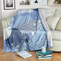 Blue Palaka Japanese Patterns Blanket Asanoha Seigaiha Sakura Motif LT14 Blue - Polynesian Pride
