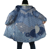 Blue Palaka Japanese Patterns Cloak Asanoha Seigaiha Sakura Motif LT14 - Polynesian Pride