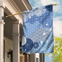 Blue Palaka Japanese Patterns Garden Flag Asanoha Seigaiha Sakura Motif LT14 House Flag Blue - Polynesian Pride
