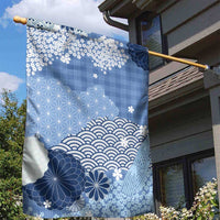 Blue Palaka Japanese Patterns Garden Flag Asanoha Seigaiha Sakura Motif LT14 - Polynesian Pride