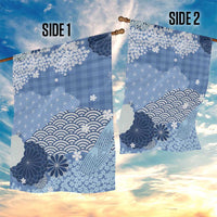 Blue Palaka Japanese Patterns Garden Flag Asanoha Seigaiha Sakura Motif LT14 - Polynesian Pride