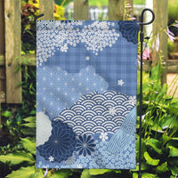 Blue Palaka Japanese Patterns Garden Flag Asanoha Seigaiha Sakura Motif LT14 Garden Flag Blue - Polynesian Pride
