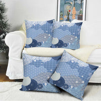 Blue Palaka Japanese Patterns Pillow Cover Asanoha Seigaiha Sakura Motif LT14 - Polynesian Pride