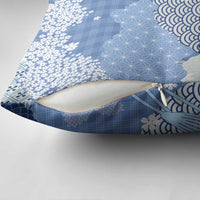 Blue Palaka Japanese Patterns Pillow Cover Asanoha Seigaiha Sakura Motif LT14 - Polynesian Pride