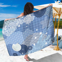 Blue Palaka Japanese Patterns Sarong Asanoha Seigaiha Sakura Motif LT14 One Size 44 x 66 inches Blue - Polynesian Pride