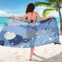 Blue Palaka Japanese Patterns Sarong Asanoha Seigaiha Sakura Motif LT14 - Polynesian Pride