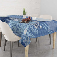 Blue Palaka Japanese Patterns Tablecloth Asanoha Seigaiha Sakura Motif LT14 - Polynesian Pride