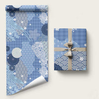 Blue Palaka Japanese Patterns Wrapping Paper Asanoha Seigaiha Sakura Motif LT14 58" × 23" Blue - Polynesian Pride
