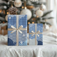 Blue Palaka Japanese Patterns Wrapping Paper Asanoha Seigaiha Sakura Motif LT14 - Polynesian Pride