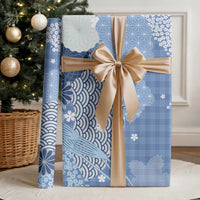 Blue Palaka Japanese Patterns Wrapping Paper Asanoha Seigaiha Sakura Motif LT14 - Polynesian Pride