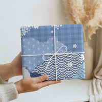 Blue Palaka Japanese Patterns Wrapping Paper Asanoha Seigaiha Sakura Motif LT14 - Polynesian Pride