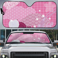 Pink Palaka Japanese Patterns Auto Sun Shade Asanoha Seigaiha Sakura Motif LT14 Pink - Polynesian Pride