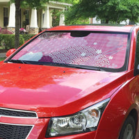 Pink Palaka Japanese Patterns Auto Sun Shade Asanoha Seigaiha Sakura Motif LT14 - Polynesian Pride