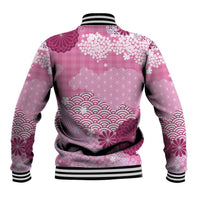 Pink Palaka Japanese Patterns Baseball Jacket Asanoha Seigaiha Sakura Motif LT14 - Polynesian Pride