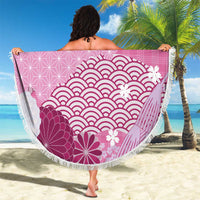 Pink Palaka Japanese Patterns Beach Blanket Asanoha Seigaiha Sakura Motif LT14 - Polynesian Pride