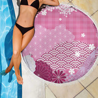 Pink Palaka Japanese Patterns Beach Blanket Asanoha Seigaiha Sakura Motif LT14 - Polynesian Pride