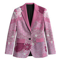 Pink Palaka Japanese Patterns Blazer Asanoha Seigaiha Sakura Motif LT14 Unisex Pink - Polynesian Pride