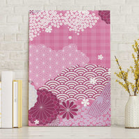 Pink Palaka Japanese Patterns Canvas Wall Art Asanoha Seigaiha Sakura Motif LT14 Without Frame Pink - Polynesian Pride