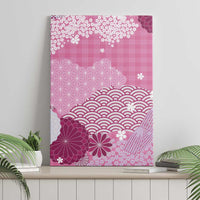 Pink Palaka Japanese Patterns Canvas Wall Art Asanoha Seigaiha Sakura Motif LT14 - Polynesian Pride