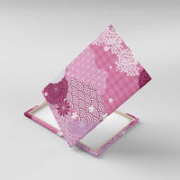 Pink Palaka Japanese Patterns Canvas Wall Art Asanoha Seigaiha Sakura Motif LT14 With Frame Pink - Polynesian Pride