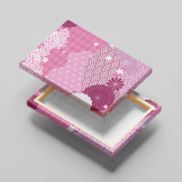 Pink Palaka Japanese Patterns Canvas Wall Art Asanoha Seigaiha Sakura Motif LT14 - Polynesian Pride