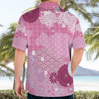 Pink Palaka Japanese Patterns Hawaiian Shirt Asanoha Seigaiha Sakura Motif LT14 - Polynesian Pride