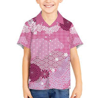 Pink Palaka Japanese Patterns Hawaiian Shirt Asanoha Seigaiha Sakura Motif LT14 - Polynesian Pride