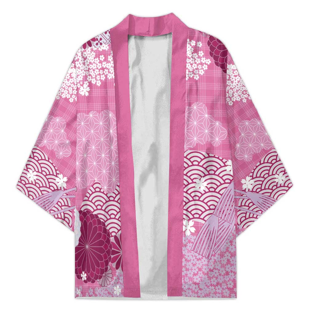 Pink Palaka Japanese Patterns Kimono Asanoha Seigaiha Sakura Motif LT14 Unisex Pink - Polynesian Pride
