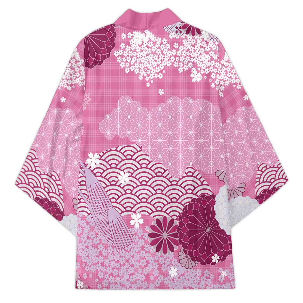 Pink Palaka Japanese Patterns Kimono Asanoha Seigaiha Sakura Motif LT14 - Polynesian Pride
