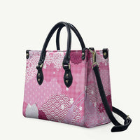 Pink Palaka Japanese Patterns Leather Bag Asanoha Seigaiha Sakura Motif LT14 Pink - Polynesian Pride