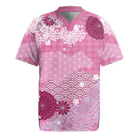Pink Palaka Japanese Patterns Rugby Jersey Asanoha Seigaiha Sakura Motif LT14 Pink - Polynesian Pride